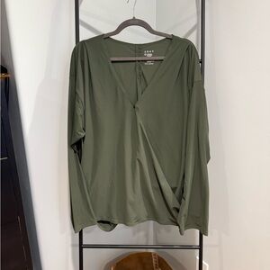 ADAY Olive Wrap-Front Top